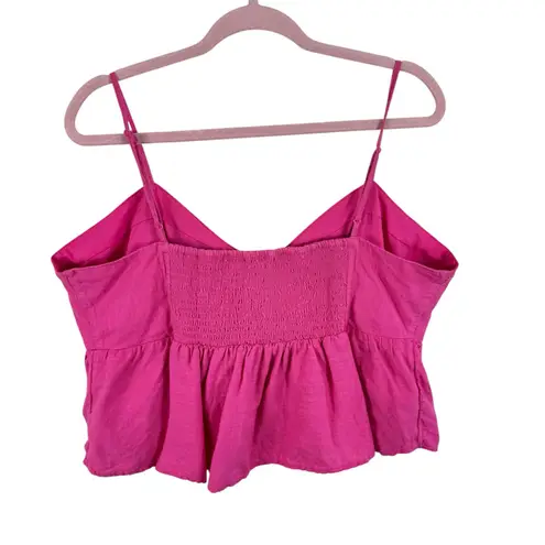American Eagle  Outfitters Linen Blend Pink Baby Doll Cropped Tank Top Size XXL