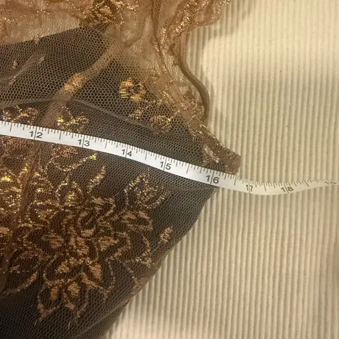 Moulinette Soeurs Anthropologie Gold Lace Overlay Dress Size 8