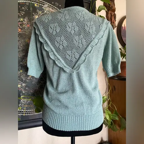 American Vintage VTG Lace Knit Aqua Blouse! Perfect for Spring! Size Small. Excellent Condition!