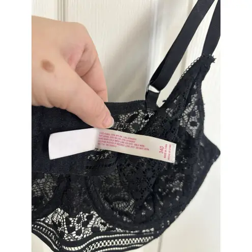 Xhilaration Xhiliration Black Sheer Lace Unlined Bra Size 34D Underwire Whimsigoth