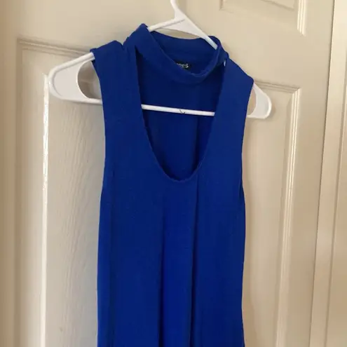 EXPRESS  Sleeveless Blouse Choker Scoop Neck Shirt Tank Top Blue Size XS Like New