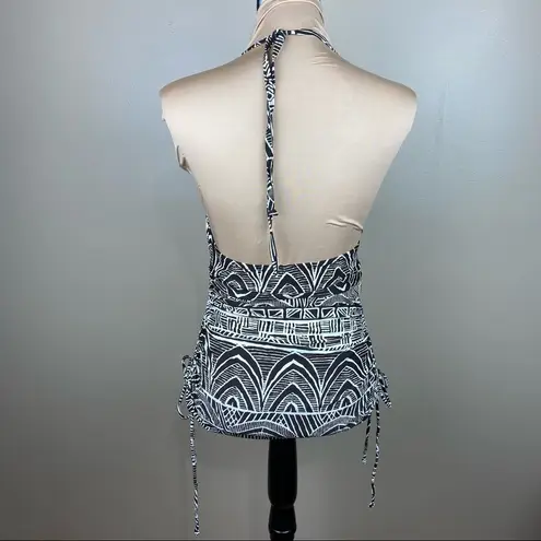 Croft & Barrow tribal print tankini, size 10, halter tie neck, ruched sides