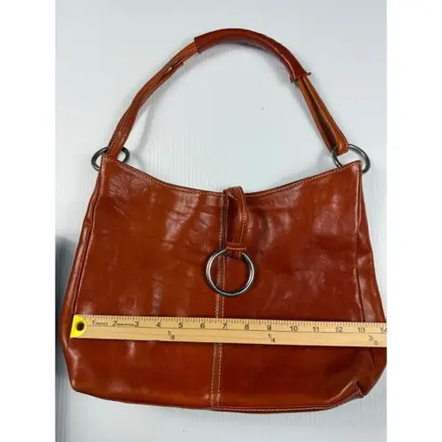 Micro Firenze Leather Hobo Bag Designer Ring Accent Shoulder Bag Brown