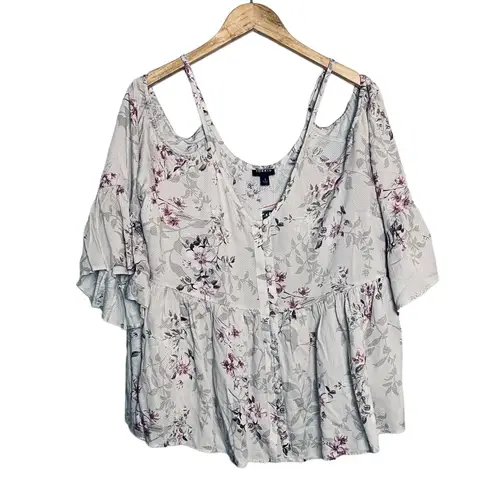 Torrid NWT  Babydoll Top Milkmaid Cold Shoulder Sleeve Floral Plus Size 1X