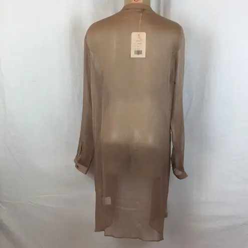Zeuselen Taupe Sheer Long Sleeve Duster Top L NEW Size L