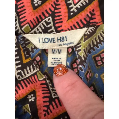 I Love H81 Los Angeles Womens Medium Multicolor Diamond Print Dress Sleeveless