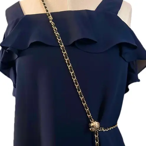 Adjustable Purse Chain Metal and Leather Strap Black