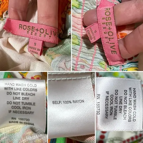 Rose + Olive Colorful Boho Paisley Geometric Maxi Skirt Set Pockets Green S NWOT