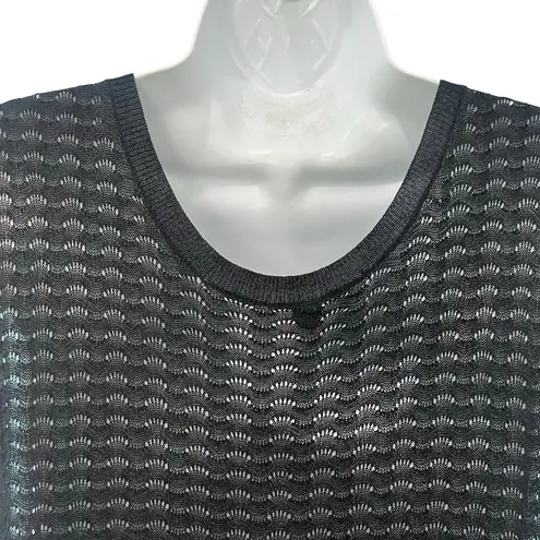 margaret o'leary  Black Mesh V-Neck Swim Cover Up Chevron Tunic Tank Top size S