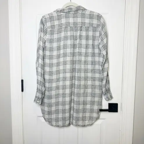 CP Shades Size Small 100% Linen Teton Tunic Plaid Check Top Lagenlook