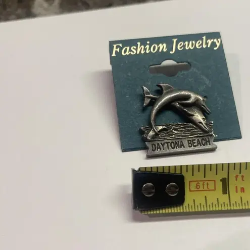 NWT Pewter Dayton Beach Brooch Pin Florida Travel Pin
