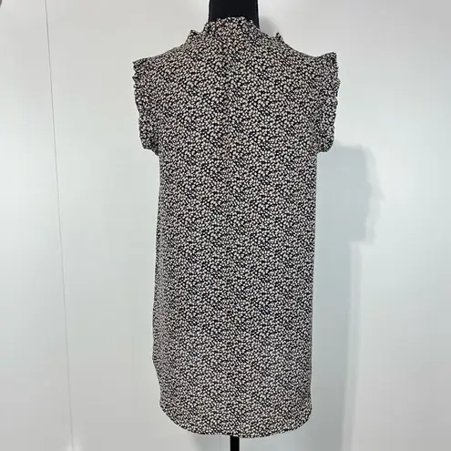 Harlowe $ Graham Harlowe & Graham Sleeveless Tunic Blouse Sz S Women’s Navy & Tan Floral Vines