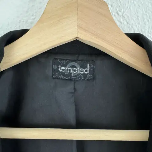 TEMPTED Vintage Y2K Jane Margolis Vibes Black Short Sleeve Grunge Blazer Blouse Size L