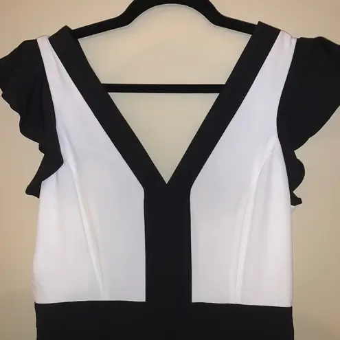 AQUA  Black and White Contrast Romper