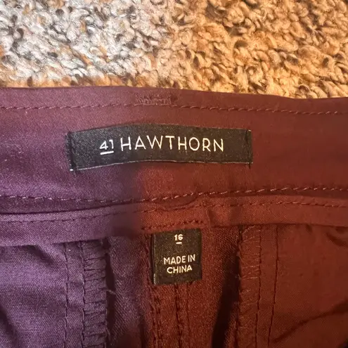 41 Hawthorn Burgundy Pants Career Casual Stretch Size 16 Red