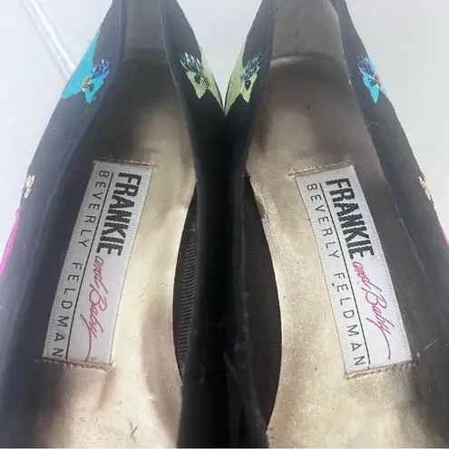 Vtg Beverly Feldman poodle dog print flats Woman Colorful Embroidery Size 6AA >