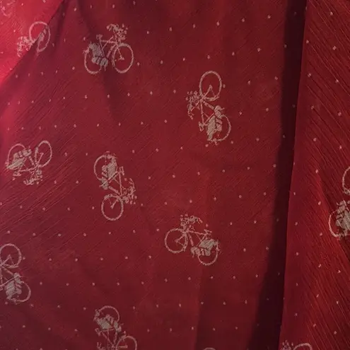 Roz & Ali Roz Ali Bicycle Print Red Adorable Top | Petite XL