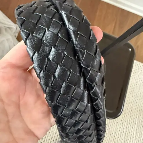 NA-KD Woven Rounded Bag Purse Black Faux Leather