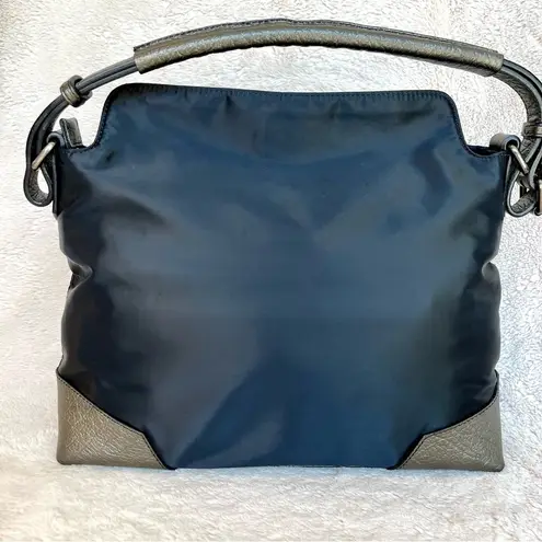 Burberry  Black Nylon & Metallic Leather Shoulder Bag