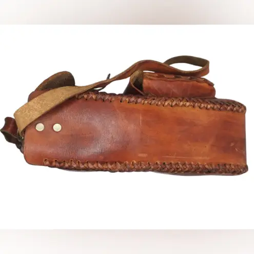 Source Unknown Handmade Leather Rustic Hipster Shoulder Bag Satchel Crossbody Dark Tan - Image 2