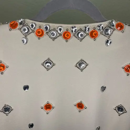 Vintage D'ore Blazer with Bold Gemstone Embellishments Gaudy rhinestones 80’s Orange Size 14