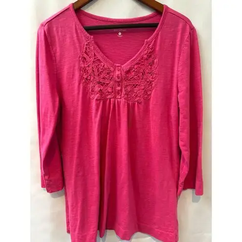 Pink Great Northwest 3/4 Sleeve Top Sz L Size L