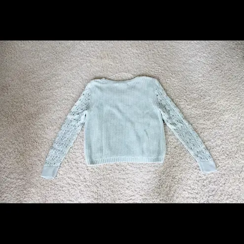 LC Lauren Conrad 🔴Lauren Conrad Mint Cable Knit Sweater L | Eyelet Lace Sleeve Detail