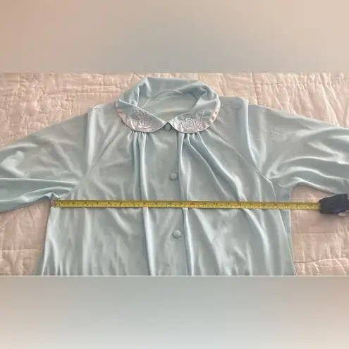 Vintage Gossard Artemis Nightgown Womens Medium Ice Blue Nylon Robe Button Up