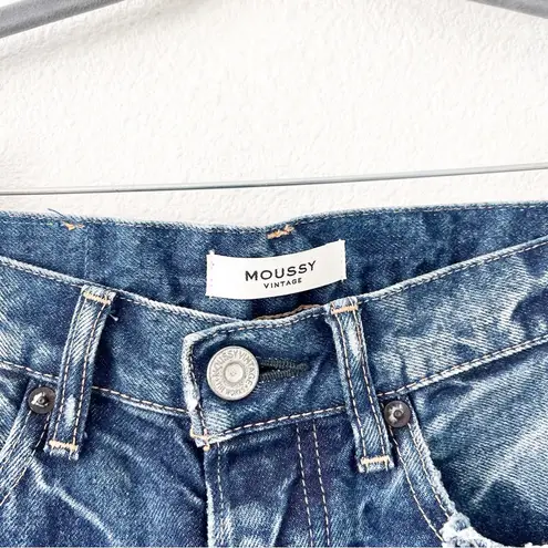 MOUSSY Vintage Denim Lancaster Tapered Distressed Jeans Blue Size 24