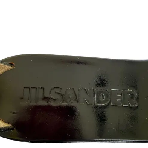 Jil Sander Black Leather Studded Flat Sandals Shoes