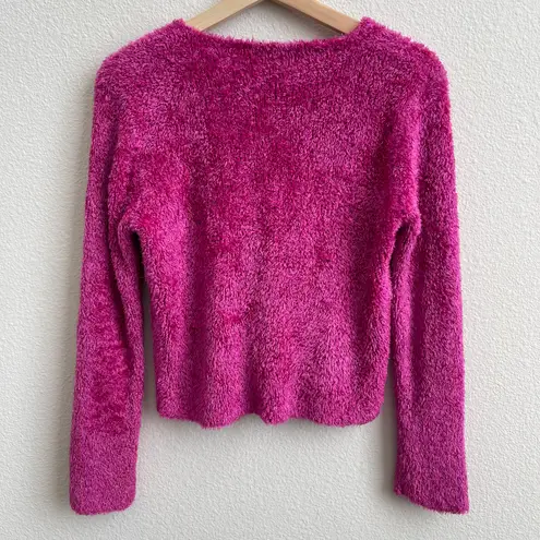 Christie Brooks Vintage 90s Y2K Hot Pink Shimmer Barbie Bimbocore Fuzzy Sweater