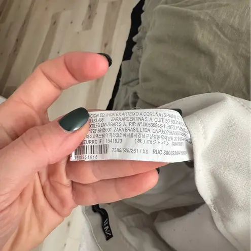 ZARA  asymmetrical skort skirt high rise waisted greige beige bone oyster mini