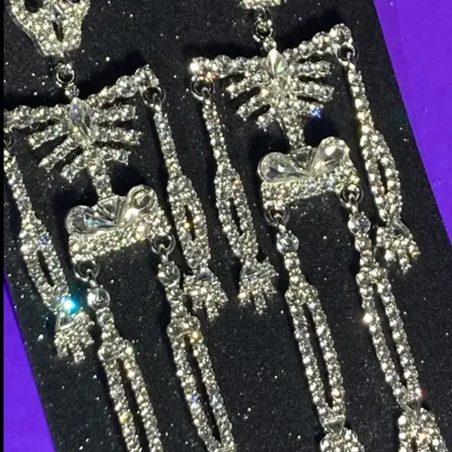 Boutique NEW Bling Rhinestone Skeleton Corpse Earrings Embellished Bedazzled Gothic Egirl