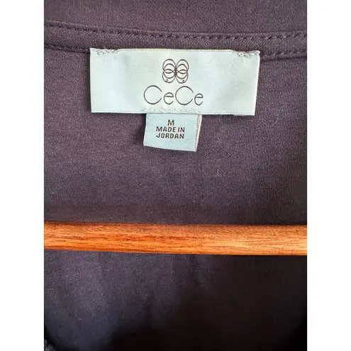 CeCe Navy Blue Lace Sleeve T Shirt Women Size Medium Puff Sleeve Casual Top