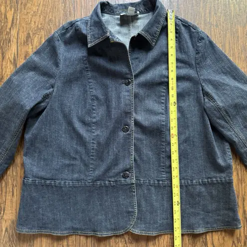 Casual Corner Jean Jacket Stretch Peplum Women's Denim Jacket Plus Size 2XL Blue