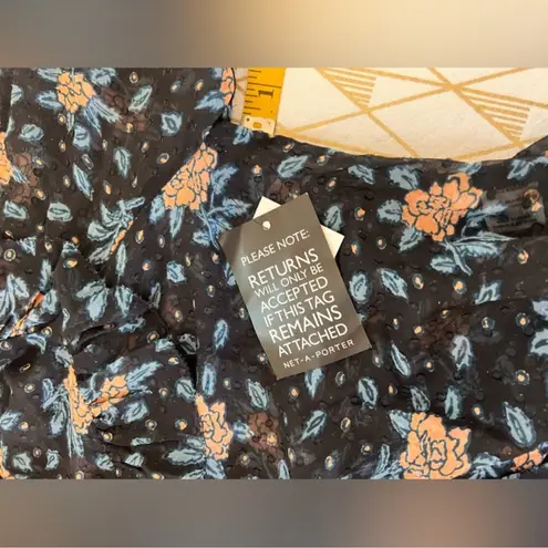 Ulla Johnson NWT Antoine Floral 100% Silk Sheer Ruffle Neck Tie Blouse Size 2