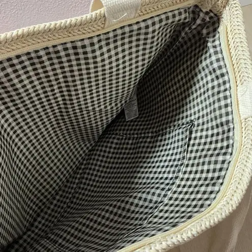 Woven Beach Bag Tote Bag with Zipper Closure Neutral Color Tan