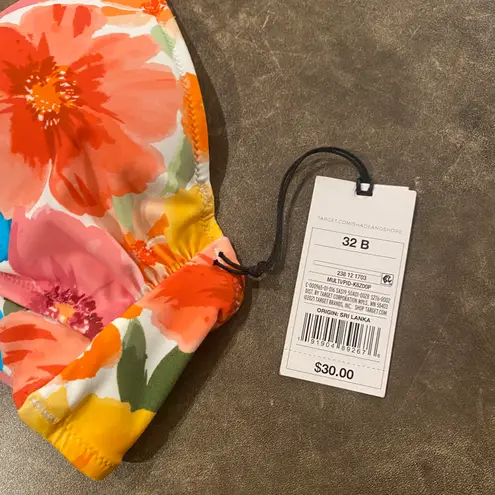 Shade & Shore Women's Lightly Lined Longline Double Knot-Front Bikini Top Pink Floral thumbnail 8