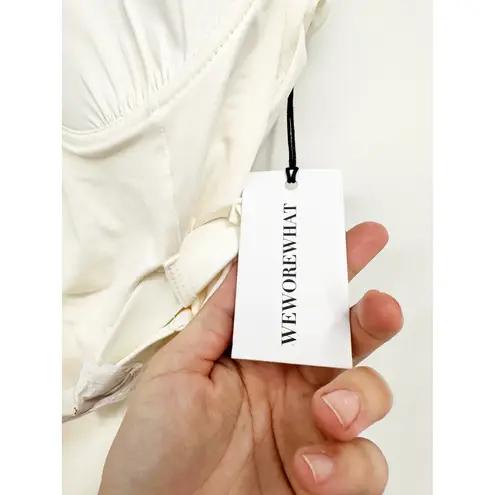 We Wore What Solid Off White Danielle Belted Underwire One Piece Swimsuit M NWT