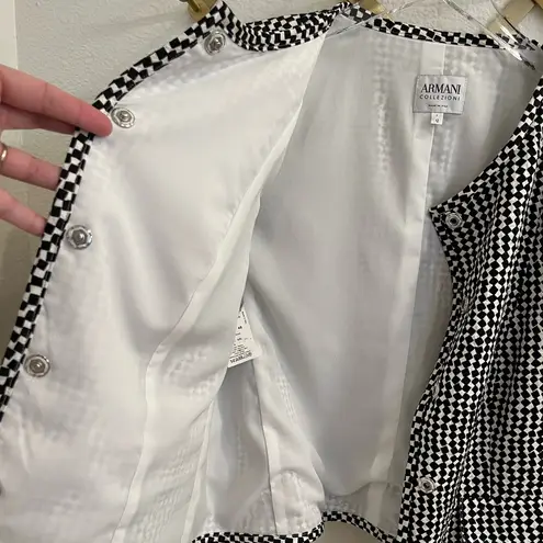 Armani Collezioni ITALY Le Giorgio Houndstooth Print Silk BLD Blazer Jacket 12