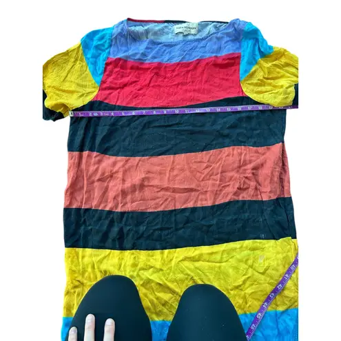 Mara Hoffman Swim Striped Maxi Dress Short Sleeve Multicolored Size M