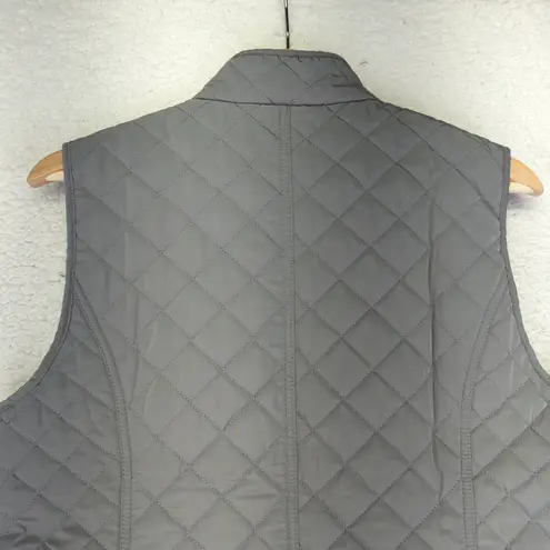 Orvis Sunderland Womens Quilted Vest Gray Medium Full Zip Pockets Plaid Lined