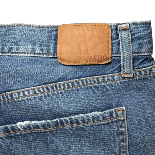 AERO Aeropostale Blue Distressed Denim Low Rise Boyfriend Shorts Size 14