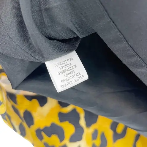St. John Yellow Black Leopard Print Silk Blend Skirt A-Line Women’s Size 4