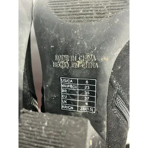 Womans Size 6 Black Pointed Toe Block Heel Ankle Boots