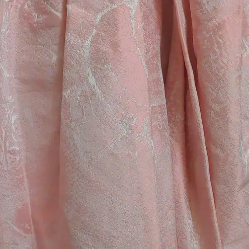 Badgley Mischka Womens Fit & Flare Dress Pink Ruched Midi Spaghetti Strap Silk 6