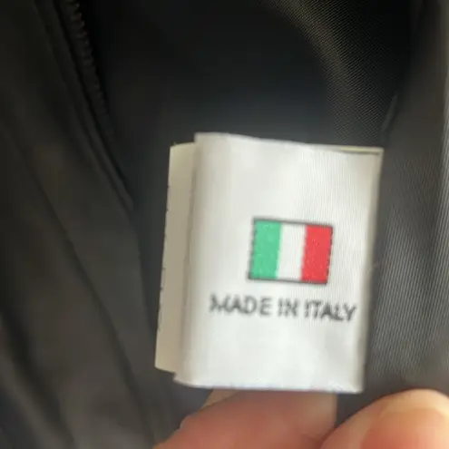 Italian Black Leather Zip Up Jacket Made by CURGÈ size Women’s XL EU 50 NWT W2