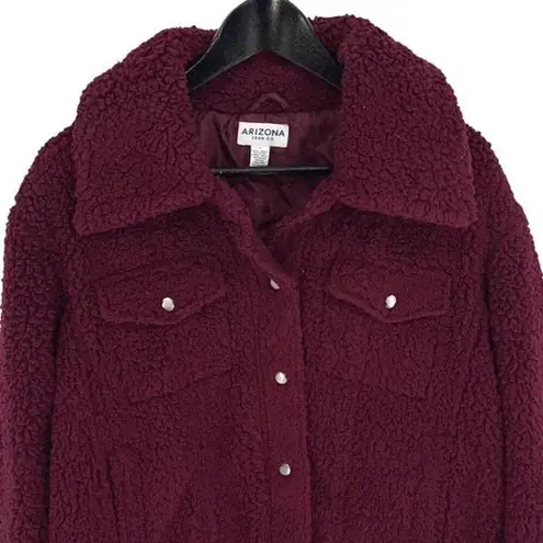 Arizona Jeans Arizona Jean Co Womens Collared Faux Fur Fleece Lined Jacket Maroon Size XL