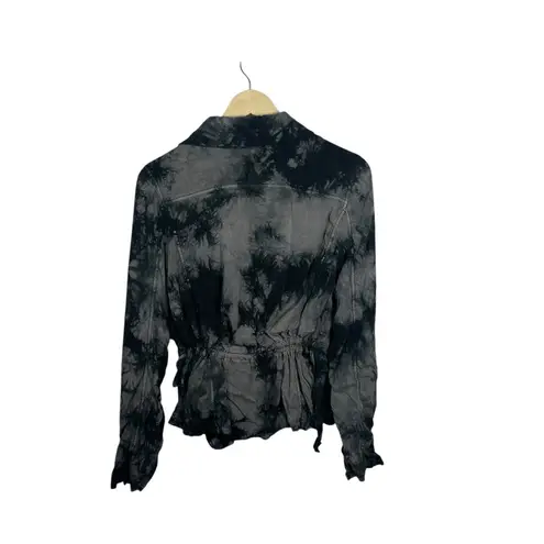 Evereve Marrakech Amber Tie Dye Moto Jacket in Black/White Size S