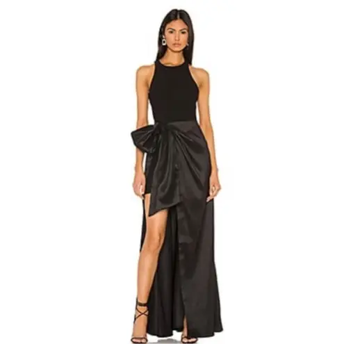 Likely NWT Mena Gown Size 6 Black Sleeveless Front Bow Back Zip Maxi Dress